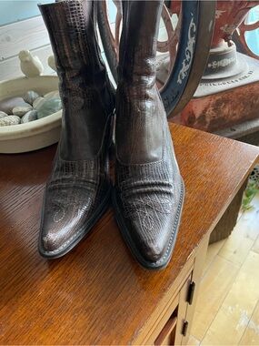 Franco Sarto Chocolate Brown Pointed-Toe Textured Ankle Boots